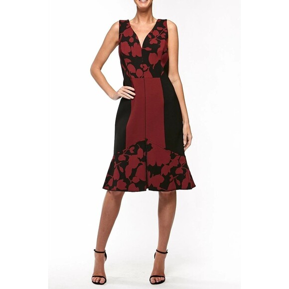 $1990 Runway Oscar de la Renta Sweetheart Neck Flounce Hem Midi Dress  XL - Picture 3 of 12